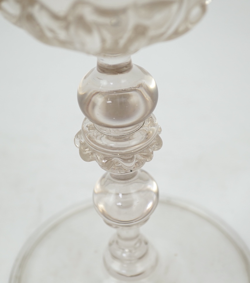 A Bohemian engraved glass wine goblet, c.1690-1700